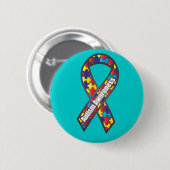 Badge Rond 5 Cm Ruban de sensibilisation sur l'autisme (Devant & derrière)