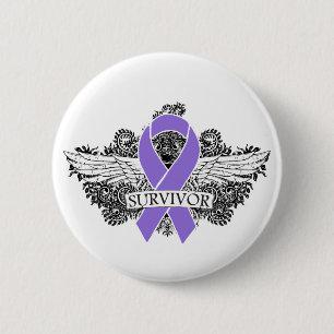 Badge Rond 5 Cm Ruban de SURVIVANT à ailes par lymphome de