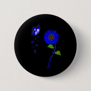 Badge Rond 5 Cm Ruban de tournesol bleu de sensibilisation