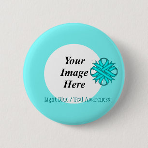 Badge Rond 5 Cm Ruban de trèfle bleu et Turquoise Tmpl par Kenneth