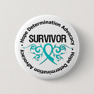 Badge Rond 5 Cm Ruban de tribal de survivant de Cancer ovarien