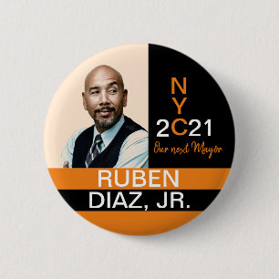Badge Rond 5 Cm Ruban Diaz pour le maire de New York en 2021
