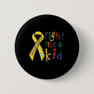 Badge Rond 5 Cm Ruban d'or Fight Like Kid Sensibilisation au cance