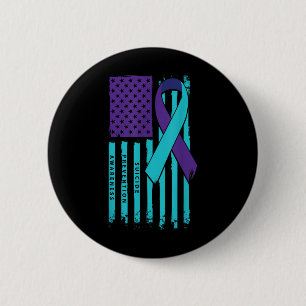Badge Rond 5 Cm Ruban du drapeau américain Sensibilisation au suic
