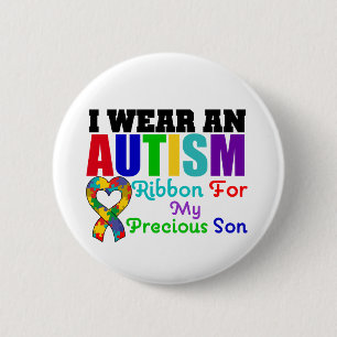 Badge Rond 5 Cm Ruban d'usage de l'autisme I pour mon fils
