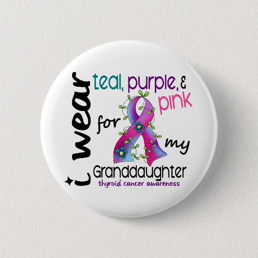Badge Rond 5 Cm Ruban d'usage du cancer de la thyroïde I pour ma (Devant)
