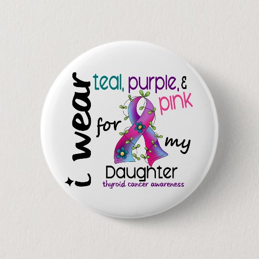 Badge Rond 5 Cm Ruban d'usage du cancer de la thyroïde I pour ma (Devant)