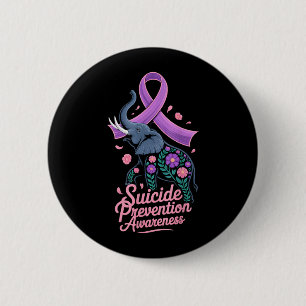 Badge Rond 5 Cm Ruban éléphant violet sarcelle de sensibilisation