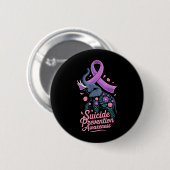 Badge Rond 5 Cm Ruban éléphant violet sarcelle de sensibilisation  (Devant & derrière)