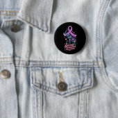 Badge Rond 5 Cm Ruban éléphant violet sarcelle de sensibilisation  (En situation)