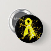 Badge Rond 5 Cm Ruban Endometriosis Floral Swirls (Devant & derrière)
