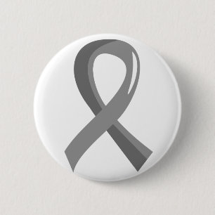 Badge Rond 5 Cm Ruban gris 3 de cancer du cerveau