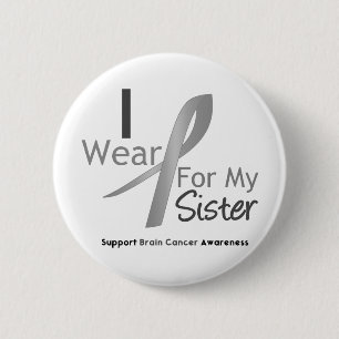 Badge Rond 5 Cm Ruban gris d'usage du cancer du cerveau I pour ma