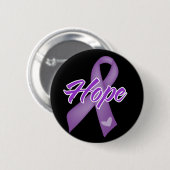 Badge Rond 5 Cm Ruban Hope - Causes du ruban pourpre (Devant & derrière)