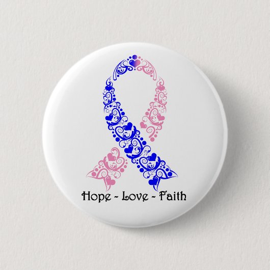 Badge Rond 5 Cm Ruban Hope Pink and Blue Awareness (Devant)