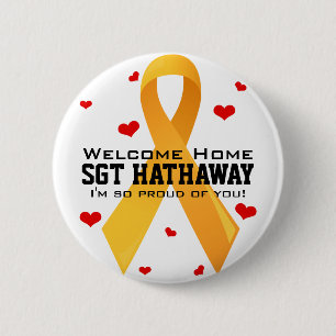 Badge Rond 5 Cm Ruban jaune : Blanc