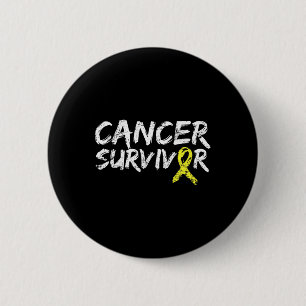 Badge Rond 5 Cm Ruban Jaune de Sensibilisation des Survivants du C