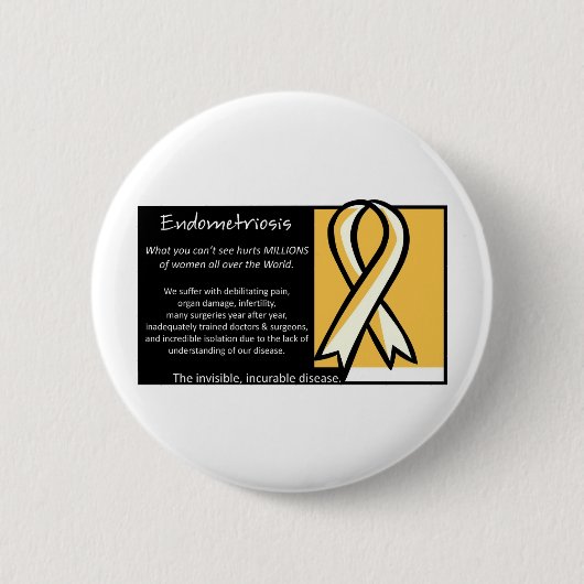 Badge Rond 5 Cm Ruban jaune d'endométriose (Devant)