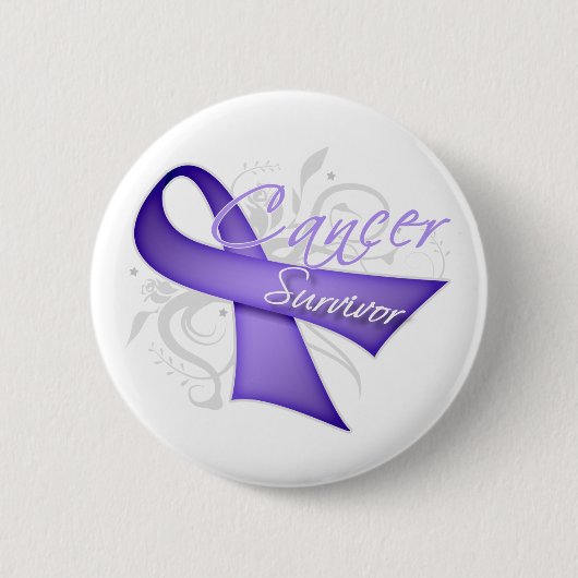 Badge Rond 5 Cm Ruban lavande - Cancer Survivant (Devant)