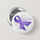 Badge Rond 5 Cm Ruban lavande - Cancer Survivant (Devant & derrière)