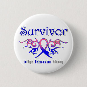 Badge Rond 5 Cm Ruban masculin de tribal de survivant de cancer du