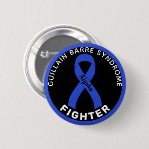 Badge Rond 5 Cm Ruban noir de combattant du syndrome de Guillain B