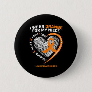 Badge Rond 5 Cm Ruban Orange Coeur Pour Les Prix De Leucémie De Ma