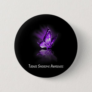 Badge Rond 5 Cm Ruban Papillon Syndrome de Turner Sensibilisation