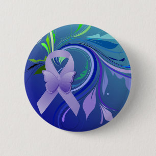 Badge Rond 5 Cm Ruban pourpre de conscience
