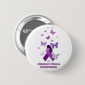 Badge Rond 5 Cm Ruban pourpre de conscience : Maladie d'Alzheimer (Devant & derrière)