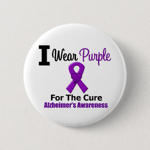 Badge Rond 5 Cm Ruban pourpre de maladie d'Alzheimer pour le