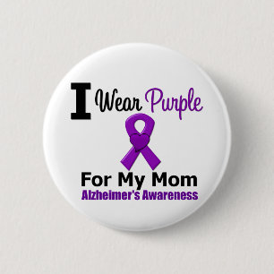 Badge Rond 5 Cm Ruban pourpre de maladie d'Alzheimer pour ma maman