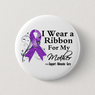 Badge Rond 5 Cm Ruban pourpre de mère - Cancer pancréatique