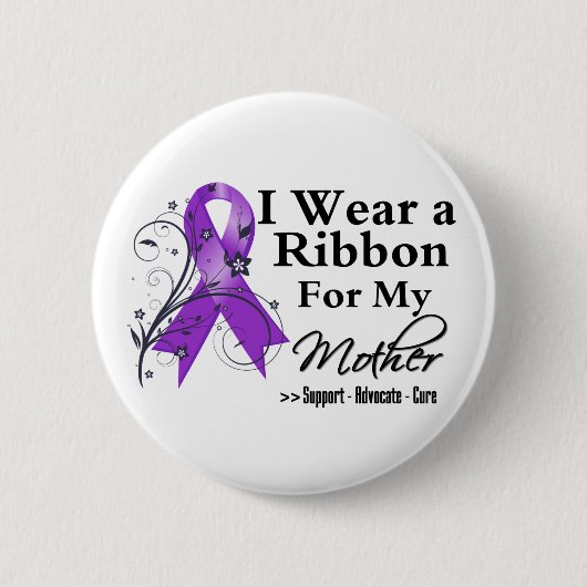 Badge Rond 5 Cm Ruban pourpre mère - Cancer du pancréas (Devant)