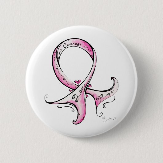 Badge Rond 5 Cm Ruban rose (Devant)