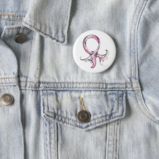 Badge Rond 5 Cm Ruban rose (En situation)