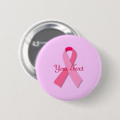 Badge Rond 5 Cm Ruban rose avec texte personnalisé (Devant & derrière)