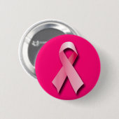 BADGE ROND 5 CM RUBAN ROSE DE CANCER DU SEIN (Devant & derrière)