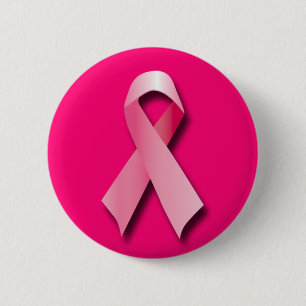 BADGE ROND 5 CM RUBAN ROSE DE CANCER DU SEIN