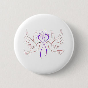 Badge Rond 5 Cm Ruban rose de colombe