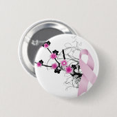 Badge Rond 5 Cm Ruban rose de fleurs de cerisier (Devant & derrière)