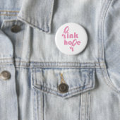 Badge Rond 5 Cm Ruban rose d'espoir (En situation)