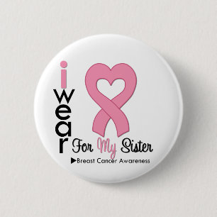 Badge Rond 5 Cm Ruban rose d'usage du cancer du sein I pour ma
