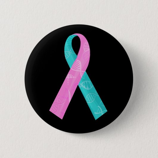 Badge Rond 5 Cm Ruban rose et de Teal BRCA d'ADN (Devant)