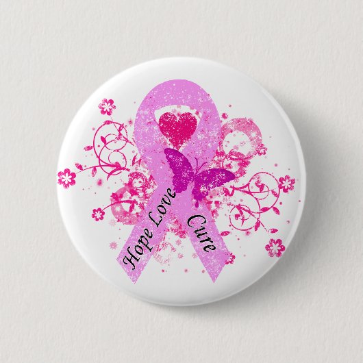 Badge Rond 5 Cm Ruban rose Hope Love Cure (Devant)