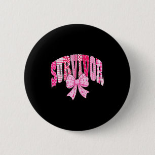 Badge Rond 5 Cm Ruban Rose Survivante Nœud Coquette Ruban Rose Can