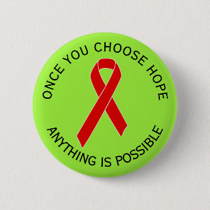 Badge Rond 5 Cm Ruban rouge de conscience + votre message