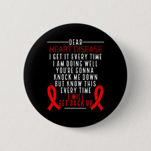 Badge Rond 5 Cm Ruban rouge de sensibilisation à la maladie cardia