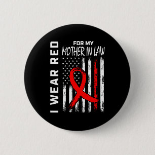 Badge Rond 5 Cm Ruban Rouge Pour La Maladie Cardiaque De Ma Belle-