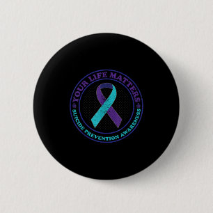 Badge Rond 5 Cm Ruban sarcelle et violet de sensibilisation à la p